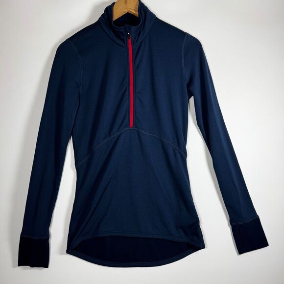 Marmot Half Zip Pullover Womens Small Blue Polartec Fleece Thumbholes Outdoor - Picture 4 of 16